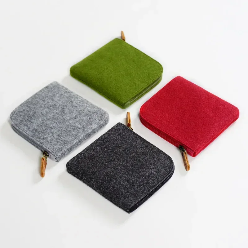 NYMZ-01 Wool Felt Mini Coin Purse Wallet Women Men Change Bag Credit Card ID Holder Wallets Key Chain Mini Bags