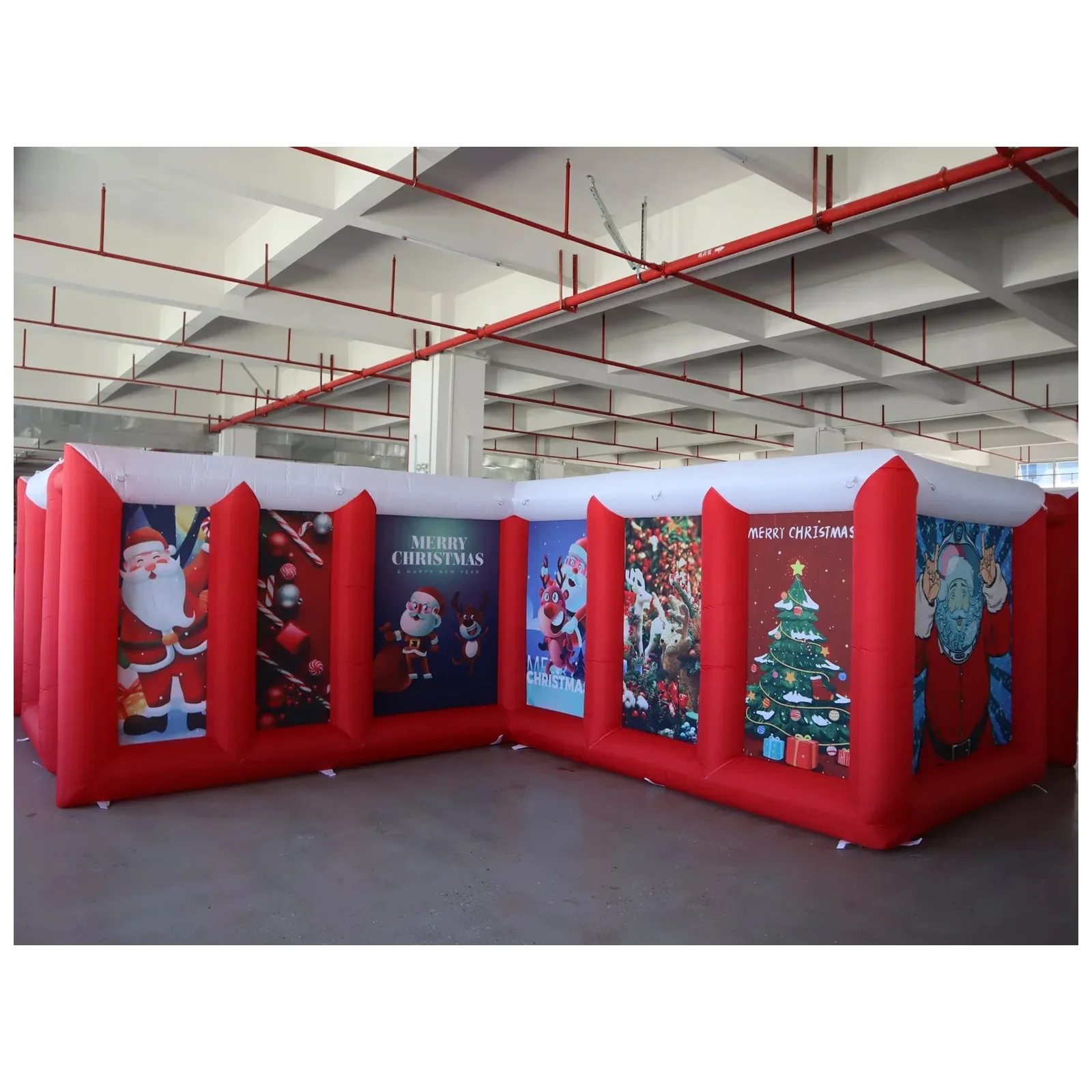 Large Red White Open Top Inflatable Maze 6X6m 20X20ft with Blower Sports Game Exciting Party Events Kids and Adults Outdoor Fun