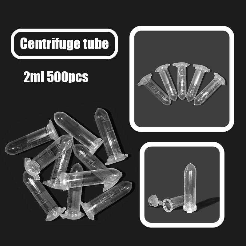 

500PCS 2ML Laboratory Supplies Sample Transparent Micro Plastic Centrifuge Tube Test Tube Clip Laboratory Container Lid