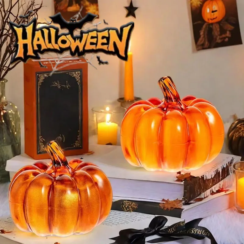 1-4PCS Halloween LED Pumpkin Lantern Plastic Glowing Decoration Battery Operated Warm Light for Table Desk Shelf Party Decor