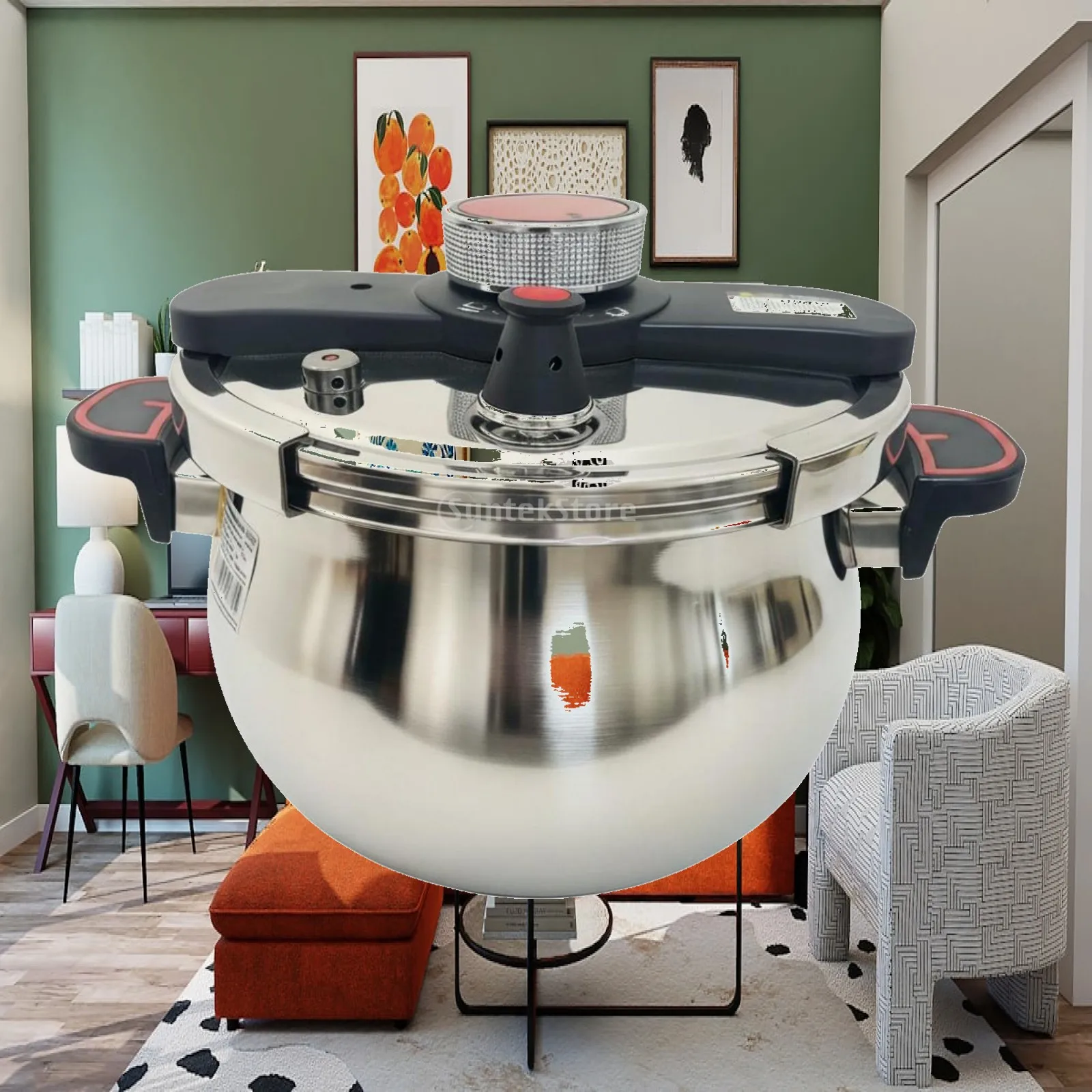 Kitchen Pressure Cooker 9L Food Grade Stainless Steel Pot with Knob Lid for Rice Soup Stew Home