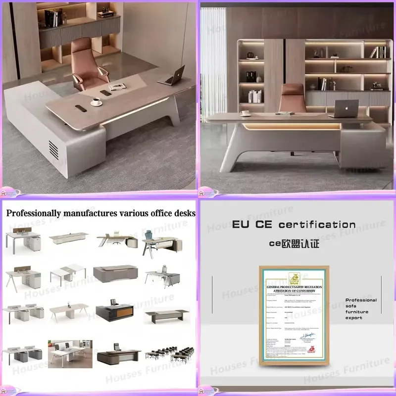 Modern Luxury Executive Desk Large Office Table for President Manager CEO High End Business Conference Desk with Storage