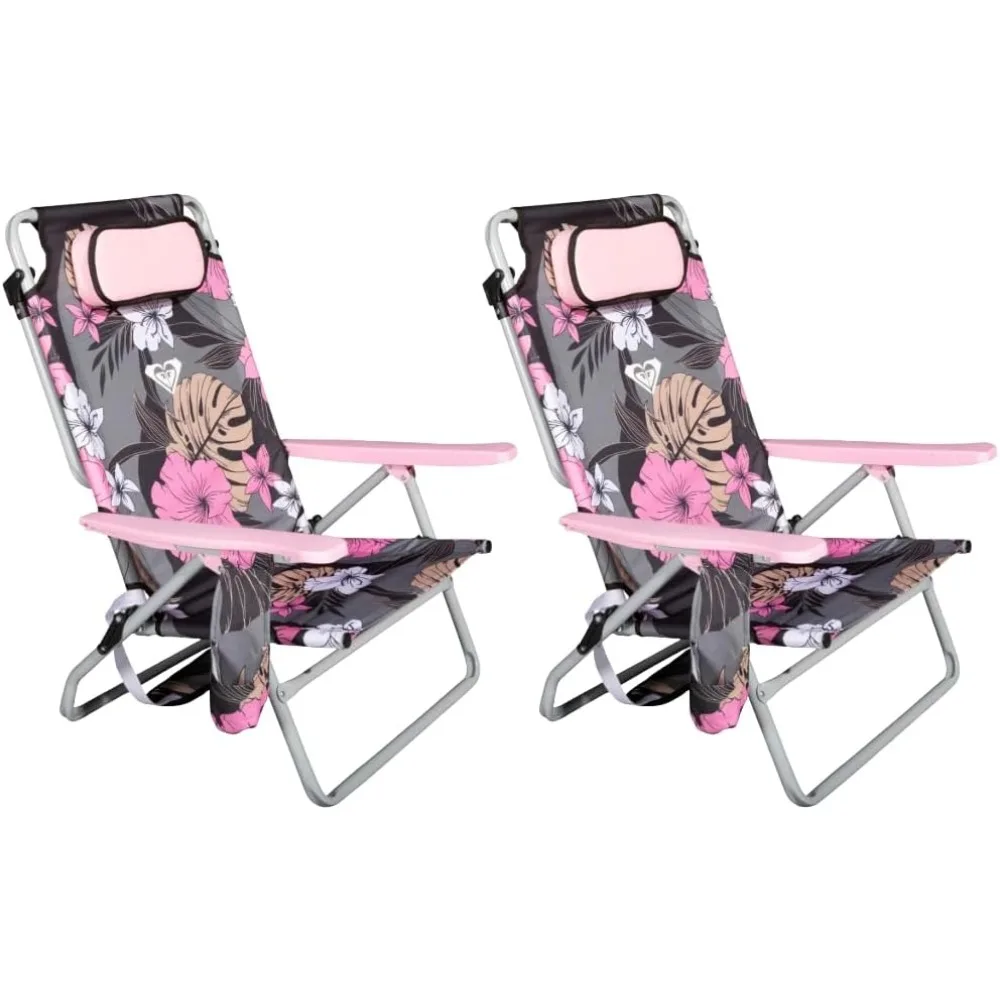 

ROXY 2-Pack Beach Chair Bundle – Lightweight Folding Chairs with Adjustable Recline, Cup Holders, and Carry Bags – Portable and