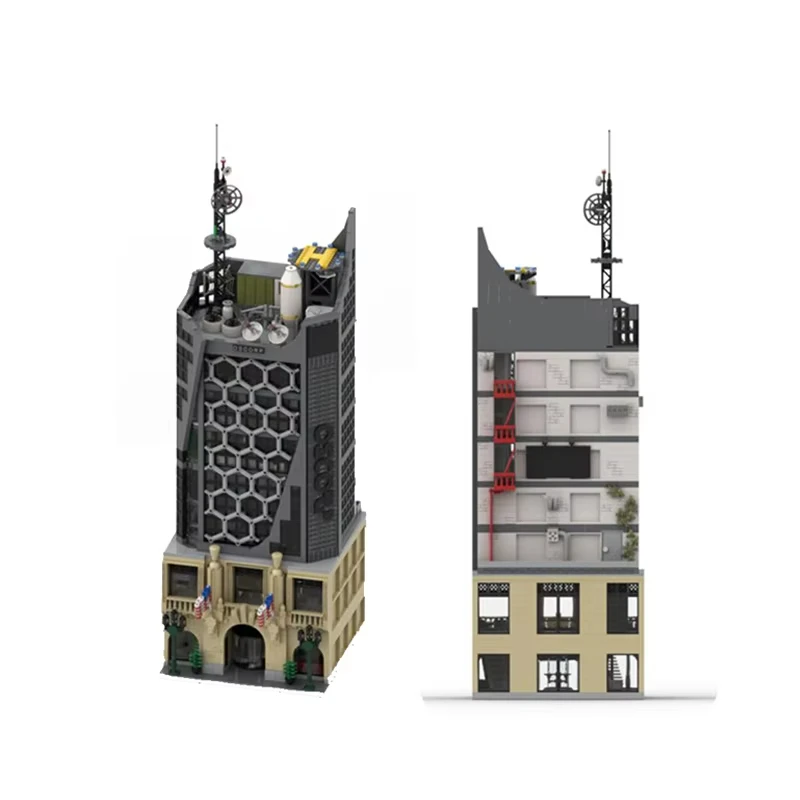 

MOC знаменитое модульное здание из фильма, модель здания Oscorp, сборка, строительные блоки, игрушка, детский подарок на день рождения