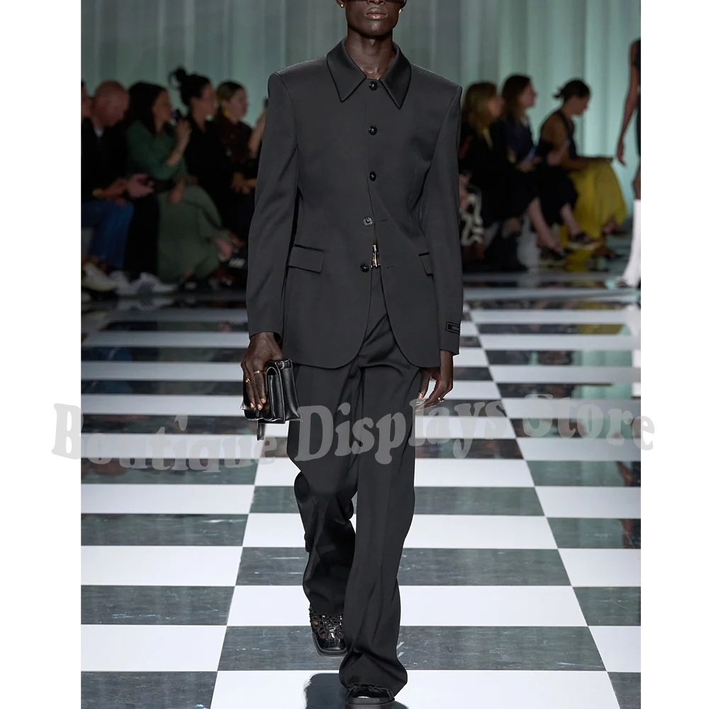 

Мужской костюм с лацканами-стойкой, комплект из двух предметов, однотонные свадебные костюмы, однобортный тонкий деловой костюм для офисной вечеринки, официальный наряд