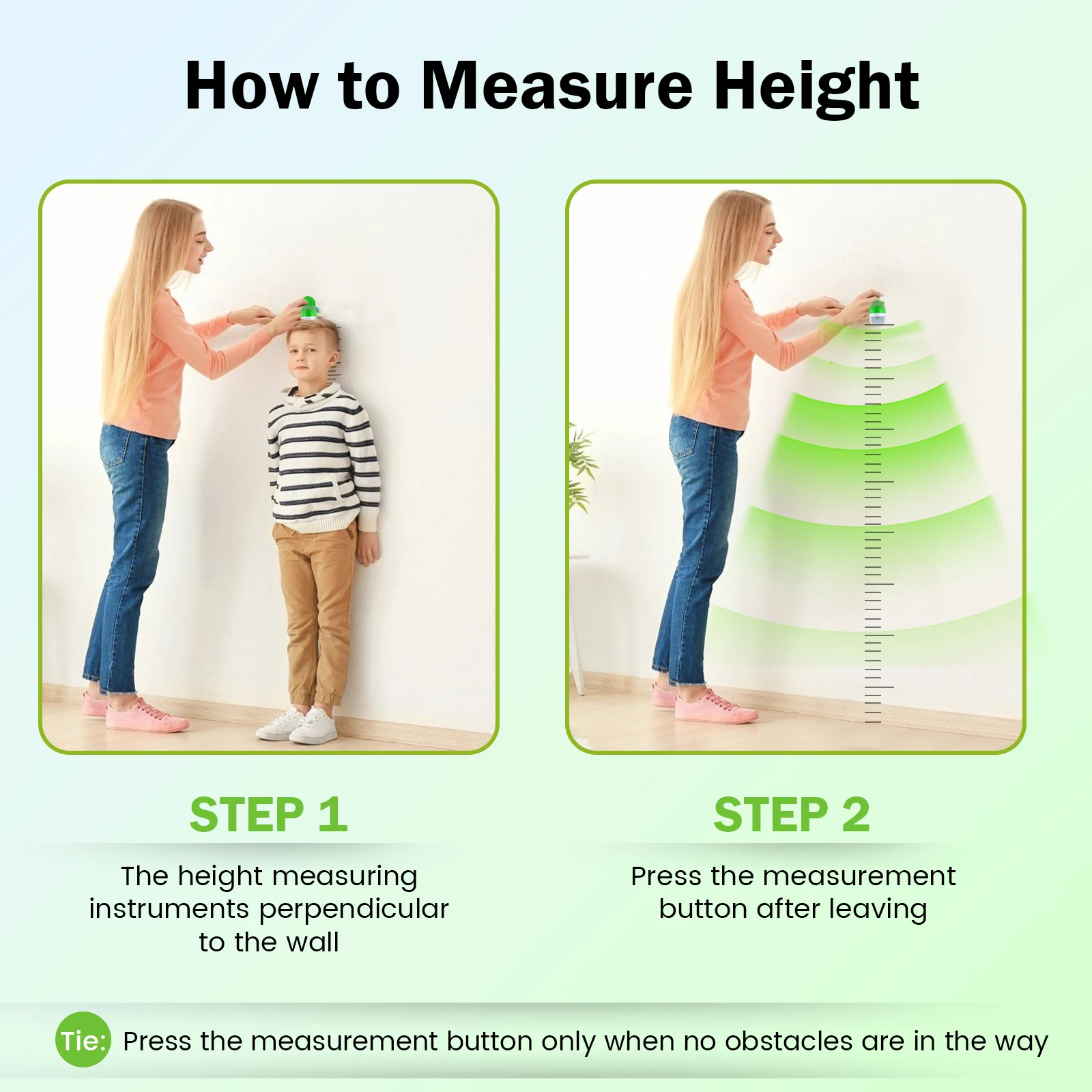 Ultrasonic Height Measuring Stadiometer Handheld Height Measuring Ruler Household Portable LCD Digital Height Measuring Device