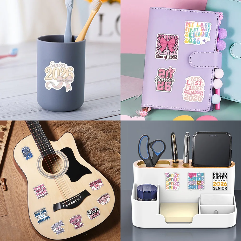 50 قطعة الكرتون Preppy كبار 2026 ملصقات شخصية الإبداعية كبار 2026 ملصق سكرابوكينغ الهاتف الأمتعة الشارات مقاوم للماء