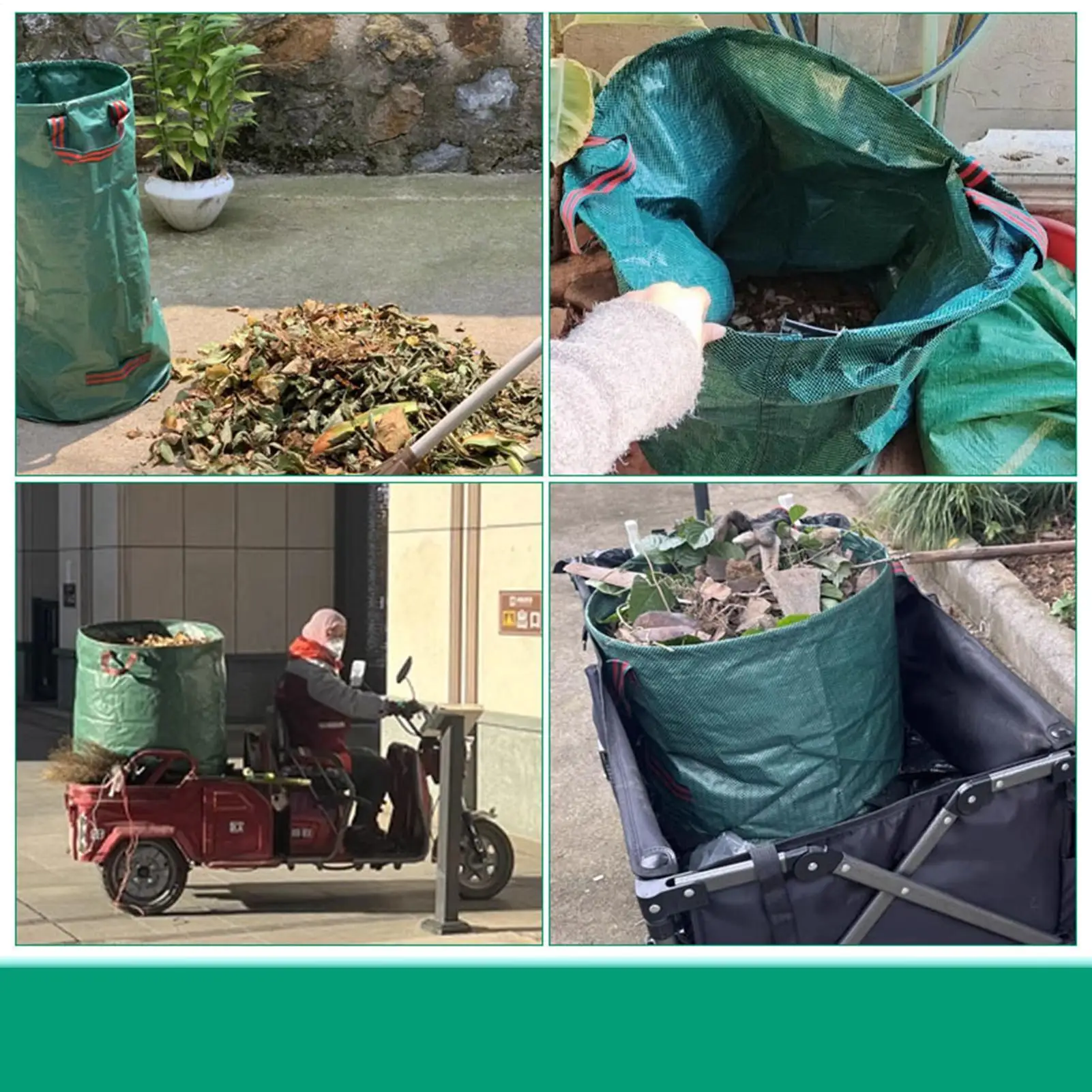 حقيبة نفايات الحديقة الخريف منظم مقاوم للماء 272L قابلة لإعادة الاستخدام في الحديقة وأوراق الحديقة حقيبة الحديقة للمرآب الشاطئ الفناء الخلفي بارك ملعب #4