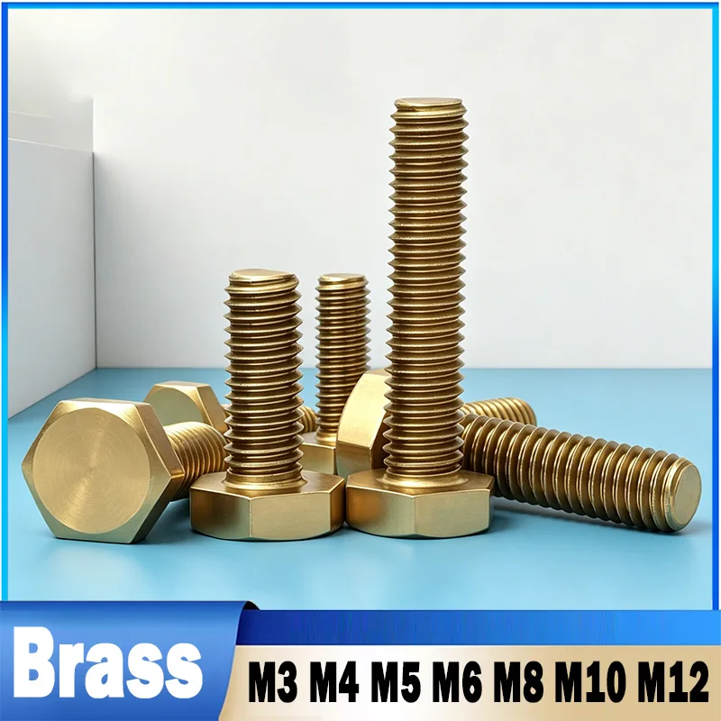 1~20Pcs Copper Screws M3 M4 M6 M8 M10 M12 Brass External Hexagonal Bolts