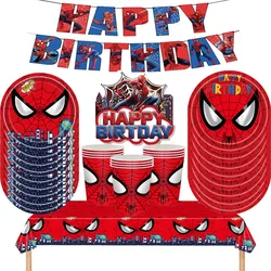 Spiderman Theme Disposable Tableware Decoration Kid Birthday Party Supplies Paper Cup Plate Tablecloth Napkin Party Baby Shower