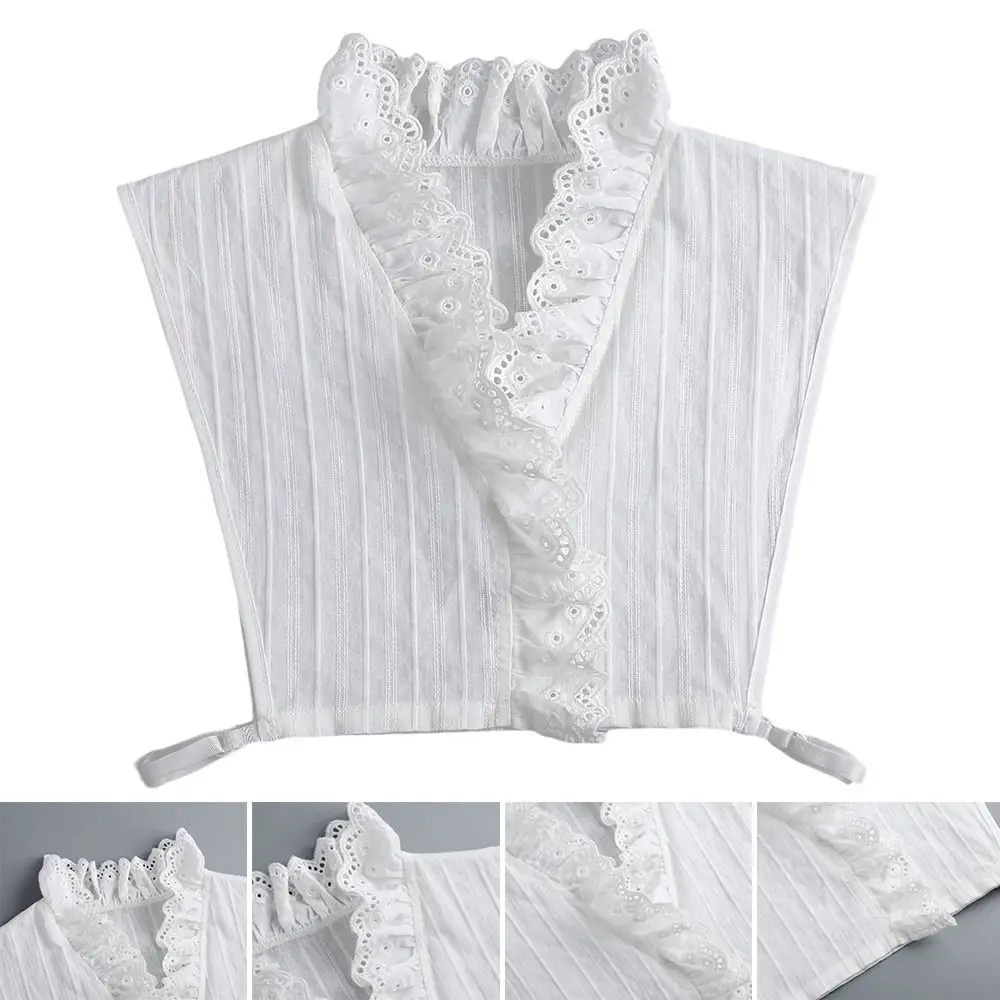 قميص قطني أنيق بياقة مزيفة كلاسيكي عتيق وإكسسوارات ملابس حريمي قابلة للفصل