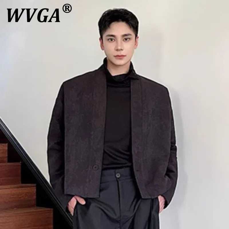 

WVGA Spring Autumn New Man High Street Jacquard Linen Trendy Short Jacket Niche Chic Casual Fashion Long Sleeve Coats Y2K W10329