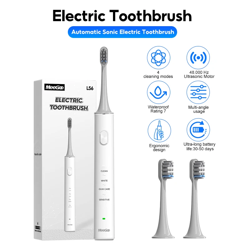 

MEEGOO Sonic Electric Toothbrush Cordless USB Rechargeable Whitening Toothbrush Waterproof Ultrasonic Automatic Tooth Brush New