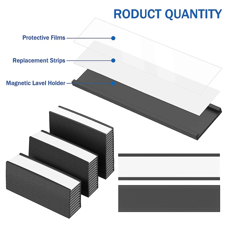 Magnetic Label Holder 4X1.57Inch 60 Packs C Channel White Paper Cards Protective Film Strong Magnet Mess Free Removable