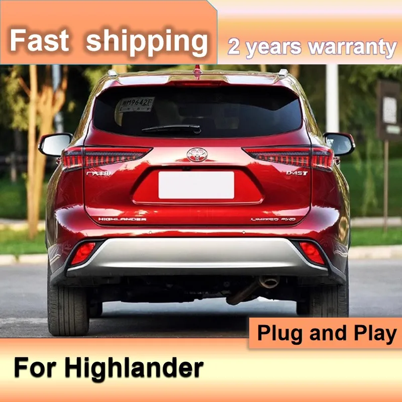 Car Accessories for Toyota Highlander Tailights 2021-2022 Highlander Tail Light Rear DRL Fog Brake Reversing Turn Signal