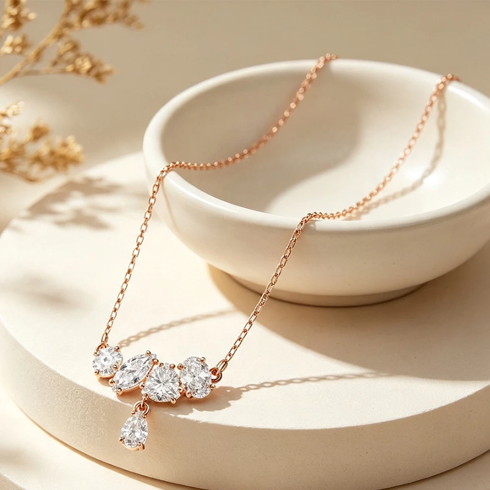 Colorful Diamond Butterfly Y-shaped Pearl Small Round Bead Inlaid Diamond Ball Pear shaped Zircon Light Luxury Necklace