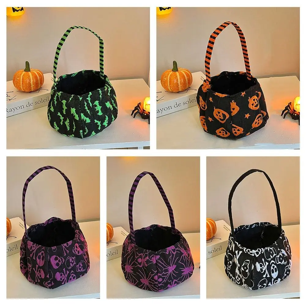 Забавная тканевая сумка для конфет на Хэллоуин, сумка для подарков, кошелек или жизнь, ведро для конфет с тыквой, сумка, плюшевые хлопковые сумки-тоут для детей