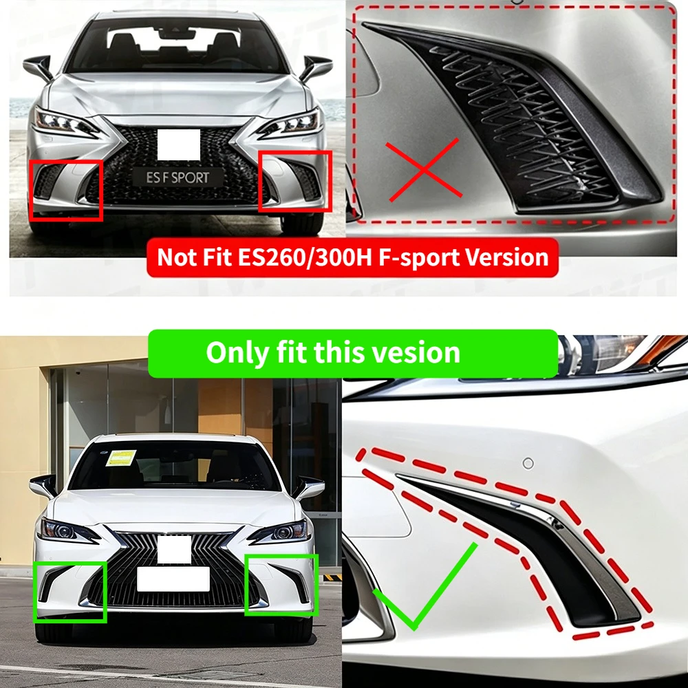Front FogLight FogLamp Trim Cover Bezel Surround Corner Molding Strip For Lexus ES ES250 ES300H ES350 VII XZ10 2018-2024