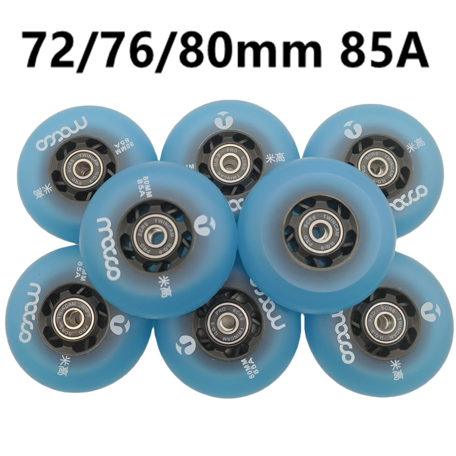 Free shipping roller wheel skate wheel 72mm 76mm 80mm 85A 8wheels / lot PU high quality  85a