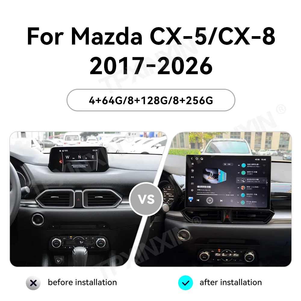 13 Inch Screen Car Radio For Mazda CX-5 CX-8 2017-2026 Android Auto GPS Navigation Multimedia Video Stereo Receiver Head Unit