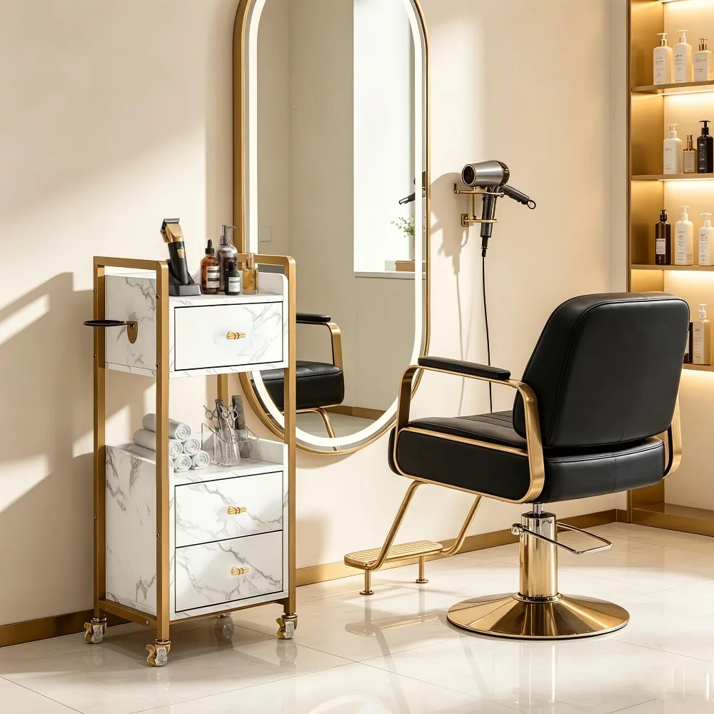 Salon Cart with Lockable Wheels, Rolling Cart 2478 (White)