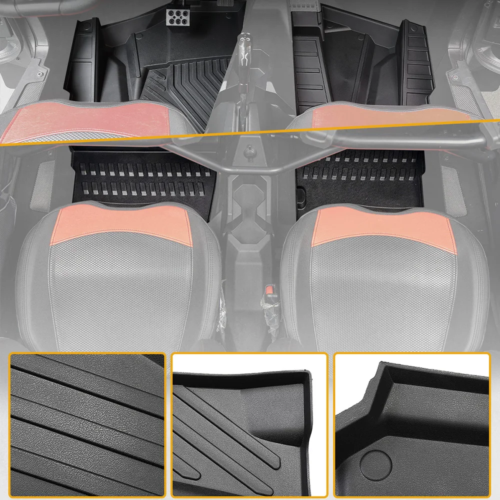 

KEMIMOTO UTV TPE Non-Slip Front Row Floor Mats Compatible with Polaris RZR XP 1000/RZR XP 4 1000 2024 2025+ Floor Mats Liners