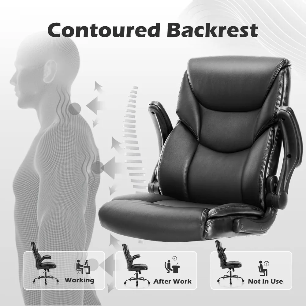 Ergonomic Adjustable Computer Desk Chairs with High Back Flip-up Armrests, Swivel Task Chair with Lumbar Support