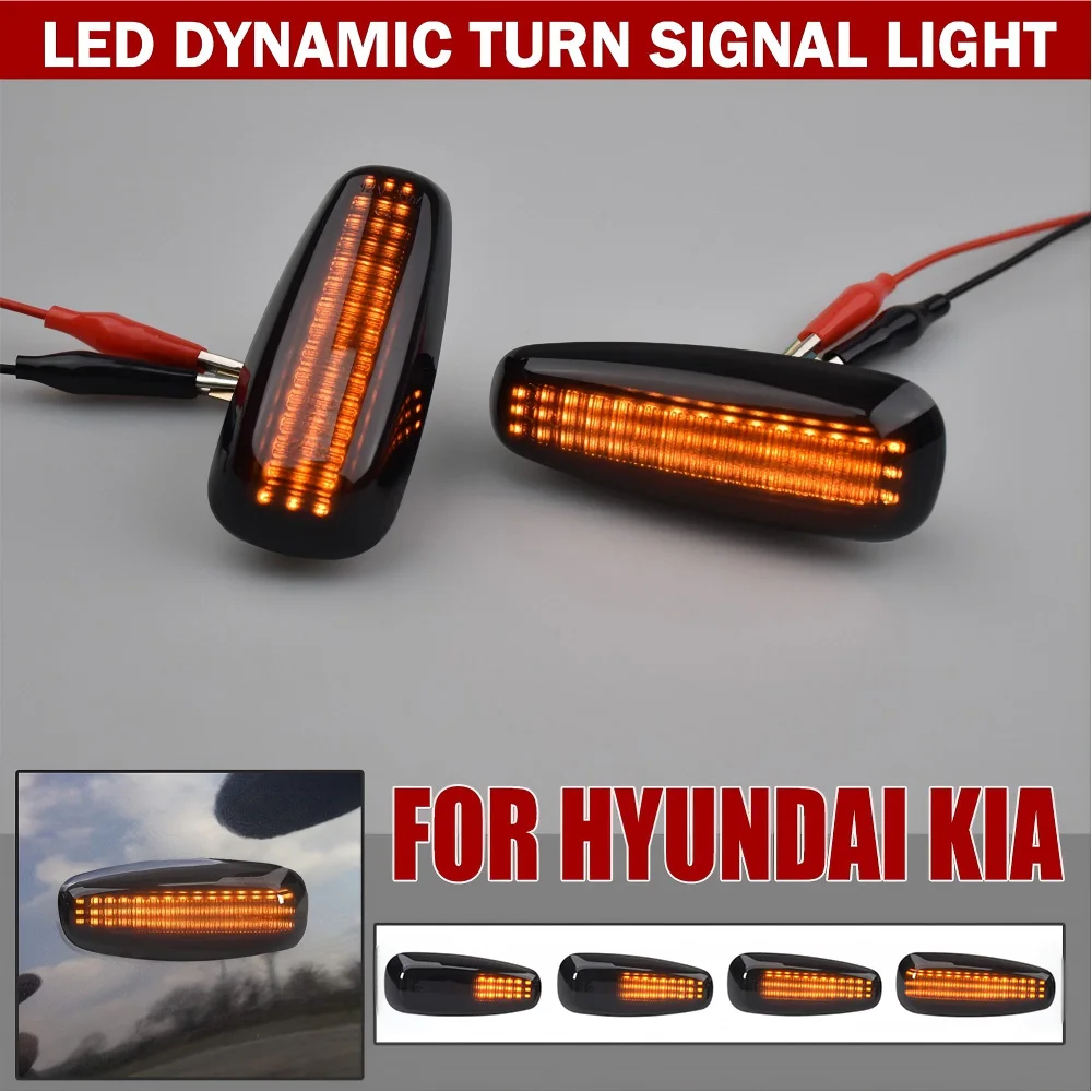 1 par de luces LED dinámicas de señal de giro lateral para Kia Pro Ceed Estate Rio III Hyundai Elantra I30 Azera Avante