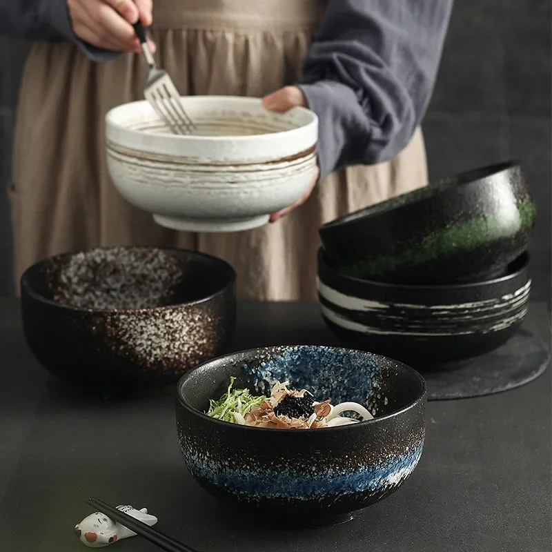 Tazón creativo de cerámica japonesa LingAo, fideos, sopa, ensalada, tazón, venta al por mayor