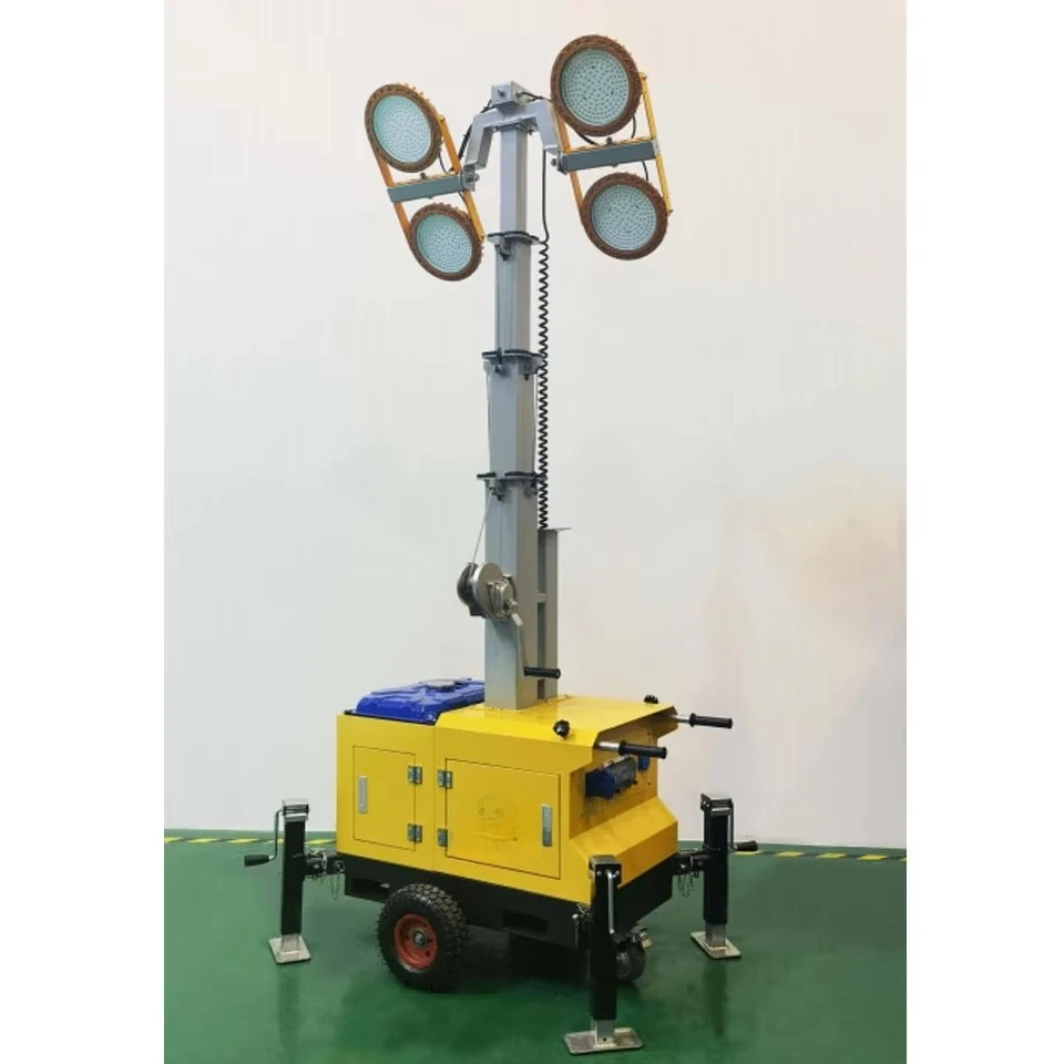 Generator Light Tower Hydraulic Telescopic Mast 360 Rotatable Lamp Frame Low Vibration Generator Unit Highway Repair Light Tower