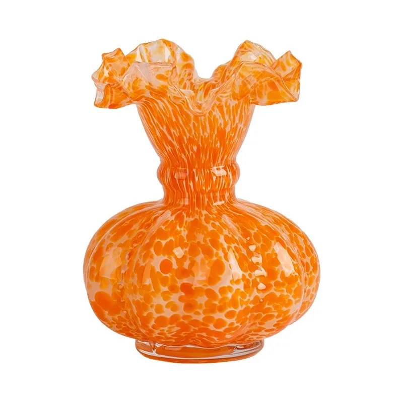 

Medieval style retro glazed vase orange French living room entrance soft decoration