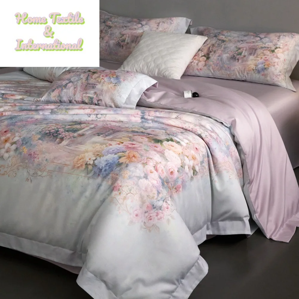 Printed 100% Lyocell Fiber Air Condition Quilt Smooth Flower Summer Cooling Quilts Luxury Skin-Friendly Naked Sleeping Comforter