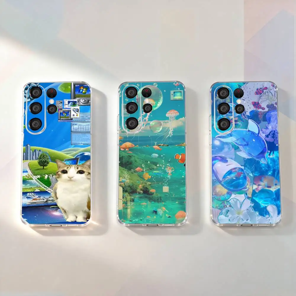 

Frutiger A-Aero Art For Samsung A30,71,51,S9,10,20,Ultra,FE,Lite, S22,23,21,PIus,Transparent, Silicone Phone Case