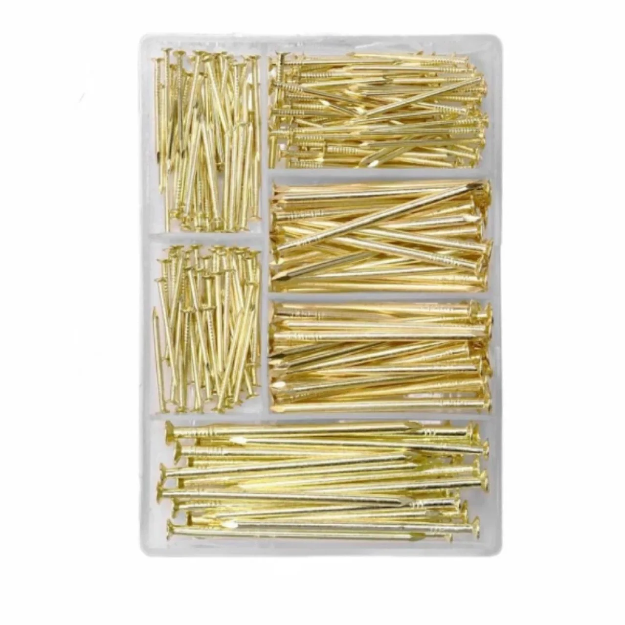 280Pcs Galvanized Flat Head Nails Assortment Kit DIY Hardware Fasteners Mixed Sizes in Plastic Box