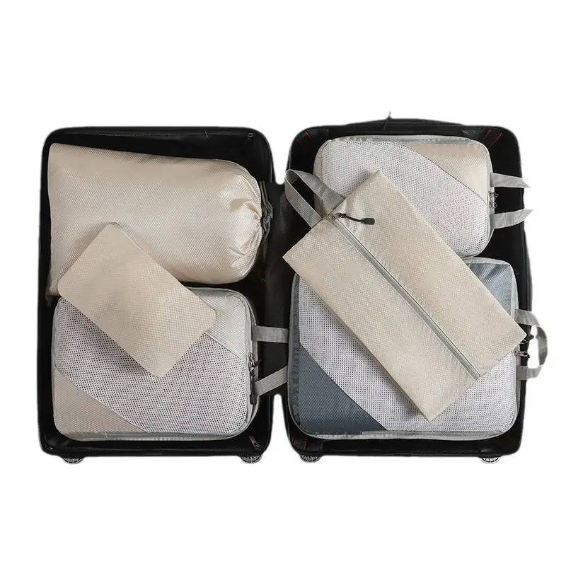

Набор из шести компрессионных сумок для путешествий: органайзеры для туалетных принадлежностей, одежды и багажа в японском стиле, однотонные