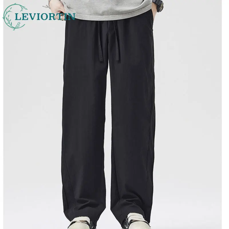 

Мужские летние универсальные модные брендовые прямые брюки в американском стиле High Street, повседневные простые тонкие свободные быстросохнущие узкие брюки