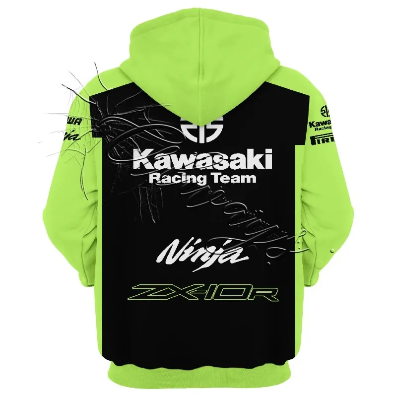 2026 جديد كاواساكي دراجة نارية كلاسيكي اللون هوديي للرجال والنساء في الهواء الطلق ركوب الدراجات الدافئة هوديي على الطرق الوعرة دراجة هوائية جبلية هوديي #2