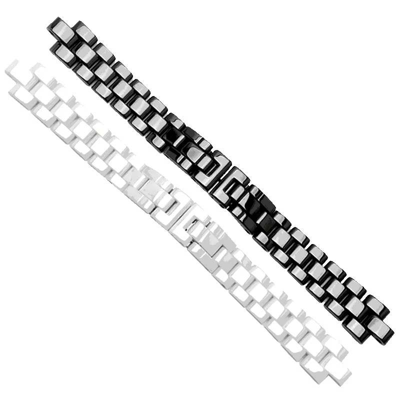 16mm 19mm  high quality Ceramic Watchband Black White For J12 Bracelet Bands Strap Stainless steel Folding Buckle chain