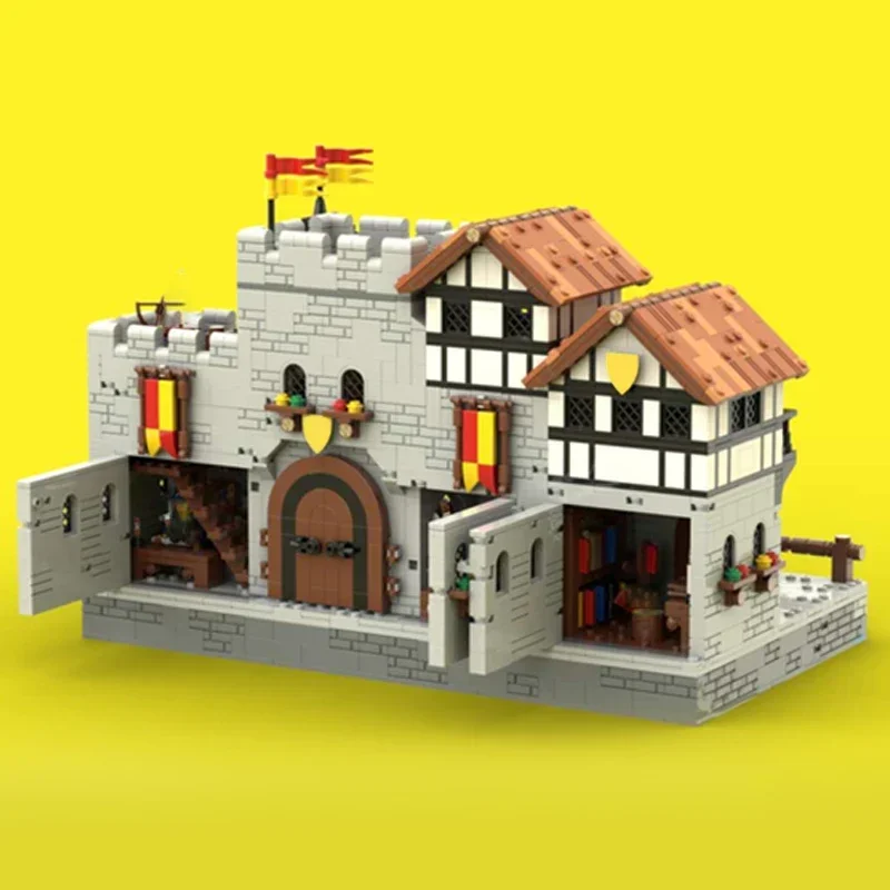 Castillo Medieval modelo Moc, ladrillos de construcción, tecnología del puerto del Caballeros León, bloques modulares, regalos, juguetes de Navidad, conjuntos DIY de montaje