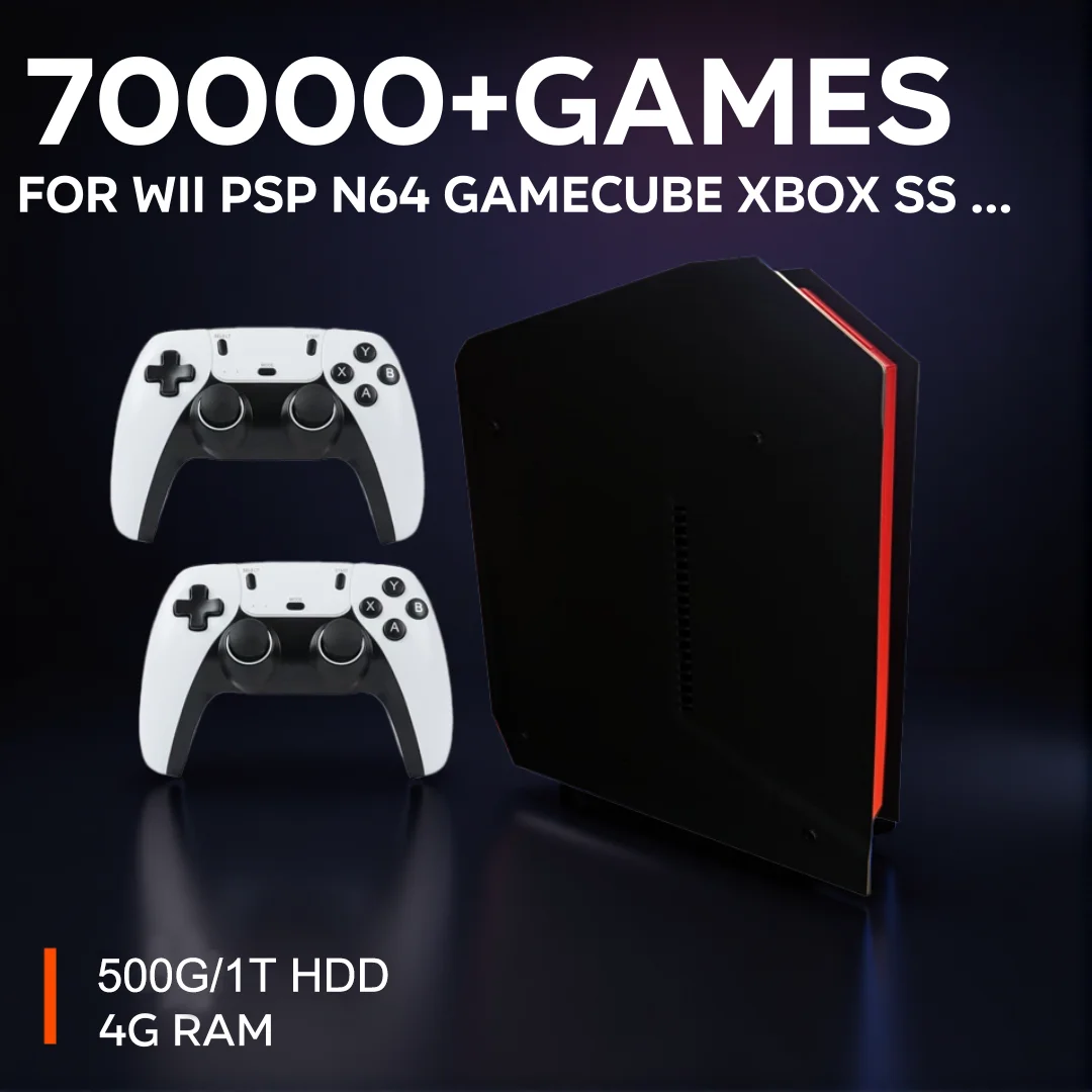 

X4 Retro Video Game Console 500G/1T Dual System I3-3110M CPU Supports 4 Player Games for PS2 PSP Wii N64 DC SS Plug&Play on TV