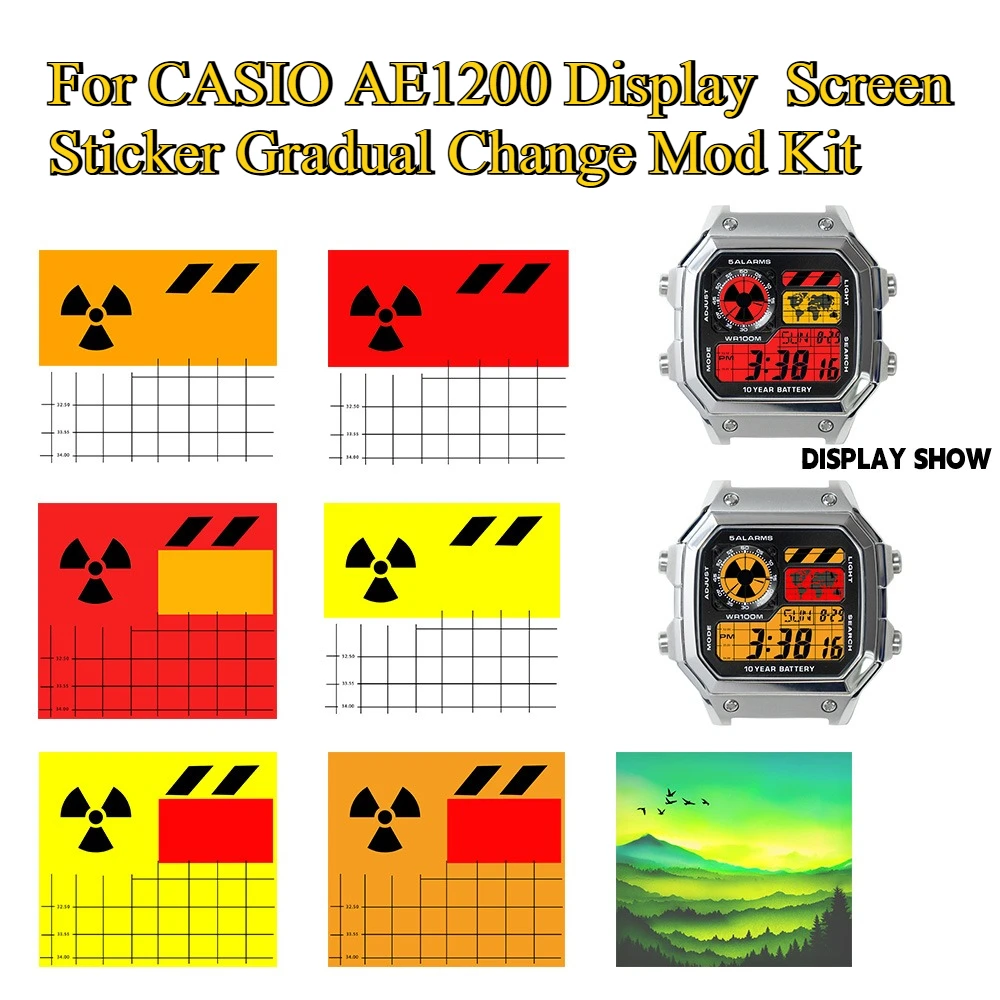 Royale Mod Display Screen Sticker Compatible with Casio AE1200 Sticker Style HD Screen Color-Changing Film Mod Kit