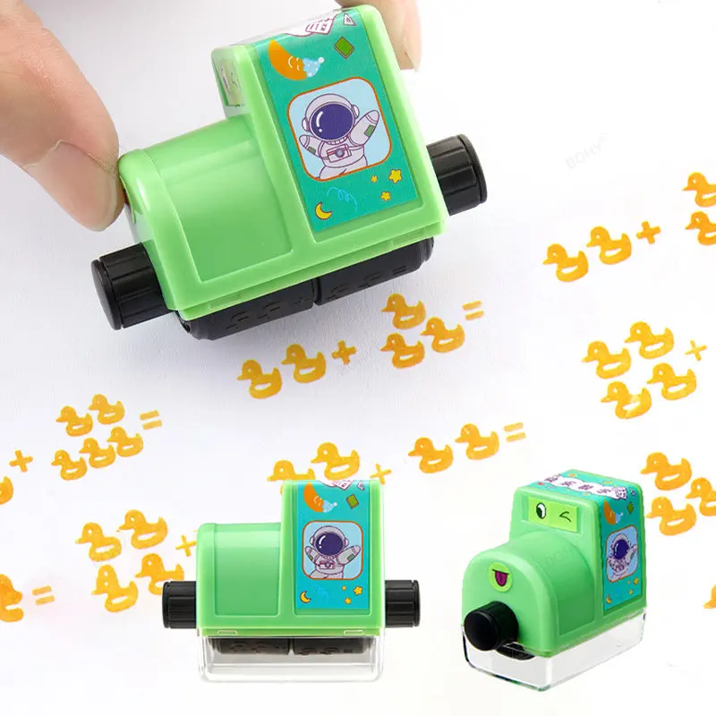 Mathematical Question Duck and Apple Roller Stamp Practice Tools Addition Subtraction Multiplication Division Seal