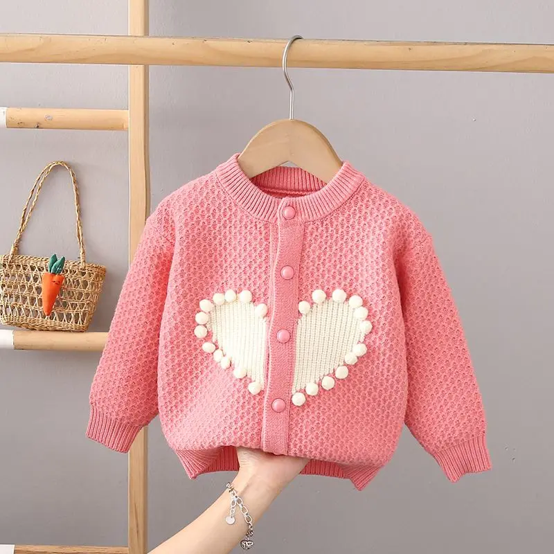 Children\'s Sweater Knitted Coat 2023 Spring and Autumn Girl Baby Princess Cardigan Korean Outerwear Woolen Top