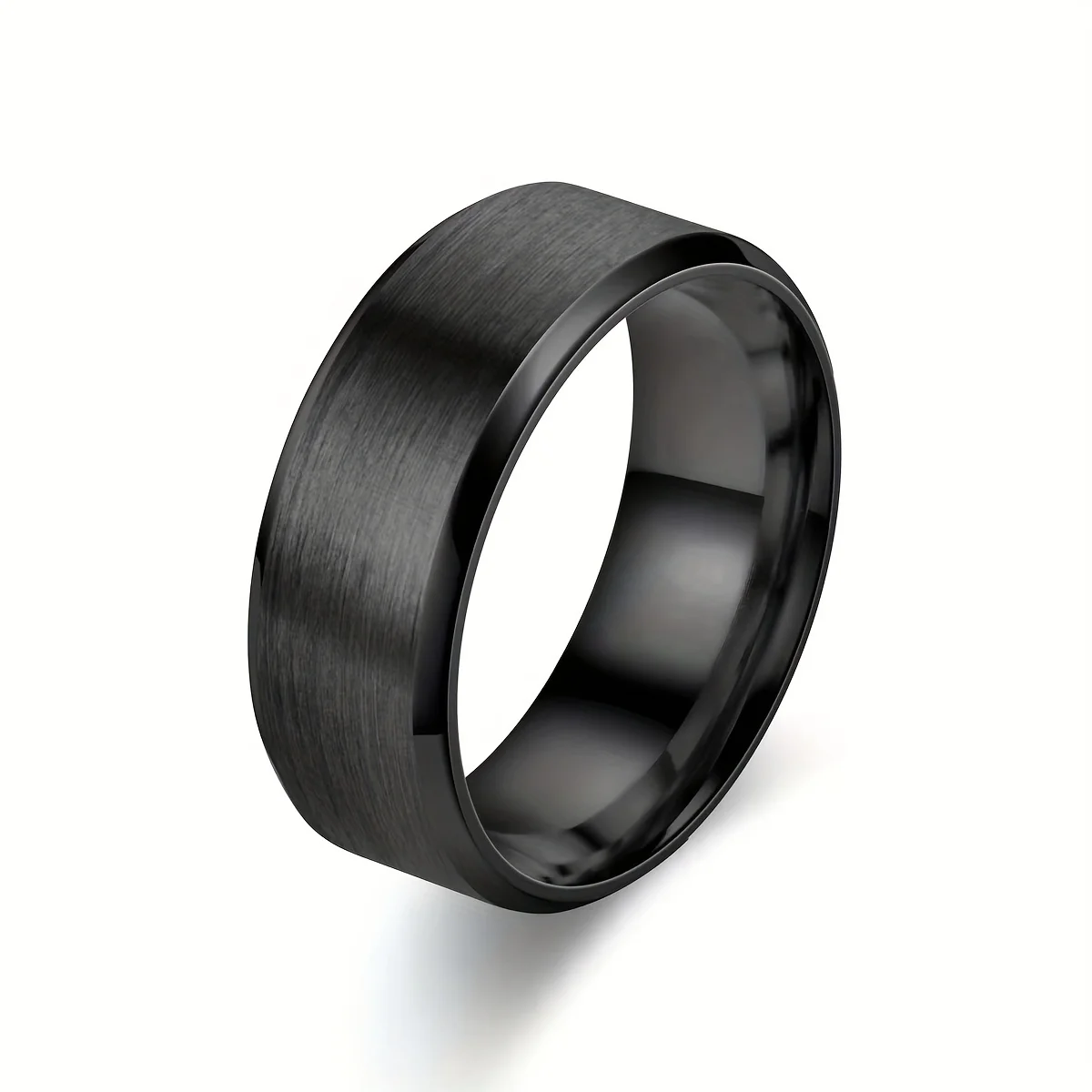 4pcs Men\'s Stainless Steel Rings 8mm Rotatable Ring Fashion Black 8mm Simple Ring Men\'s Dating Wedding Ring Set Gift for Men