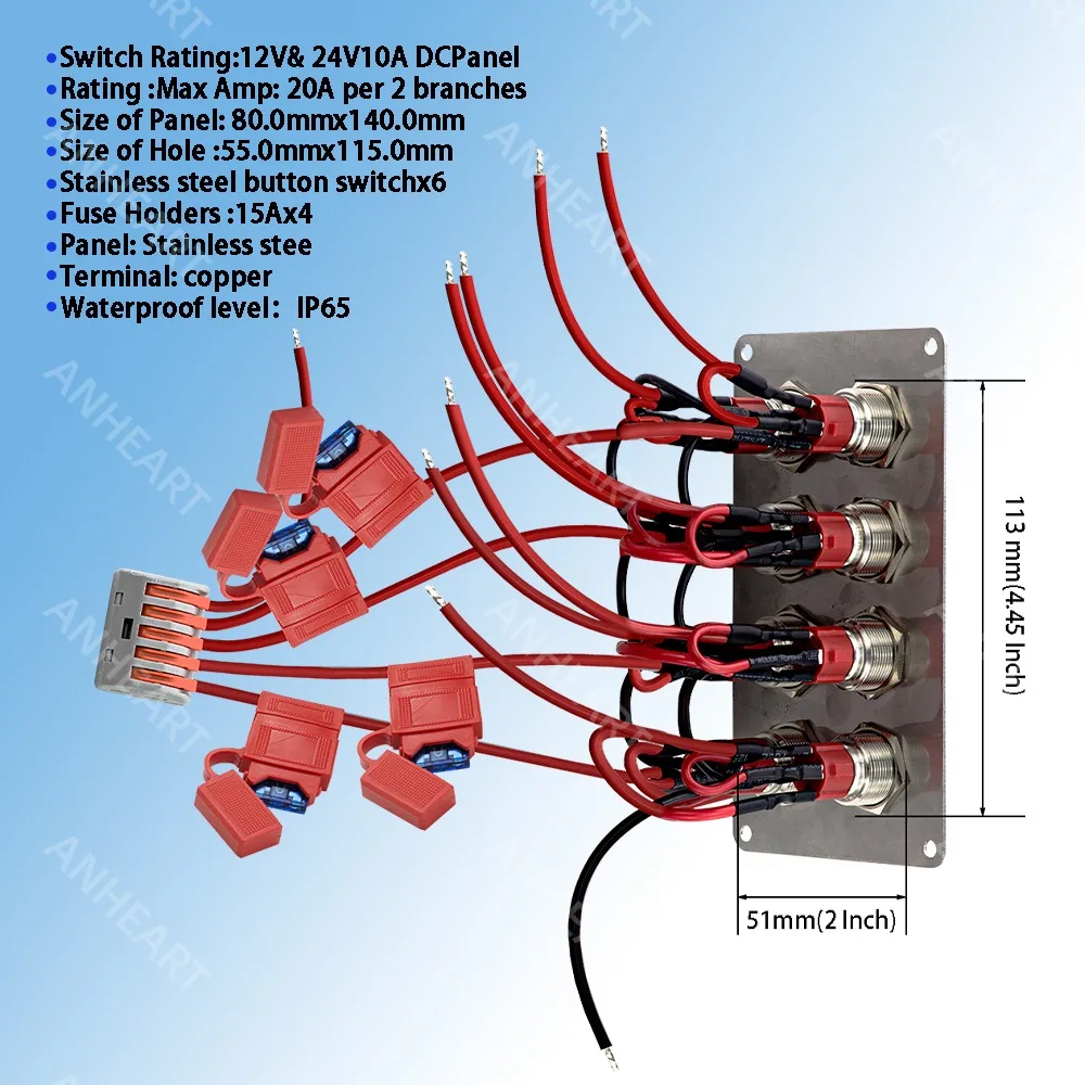 8 Gangs Blue Light กันน้ํา Marine เรือออโต้คาร์แผงสวิตช์ปุ่มสแตนเลส