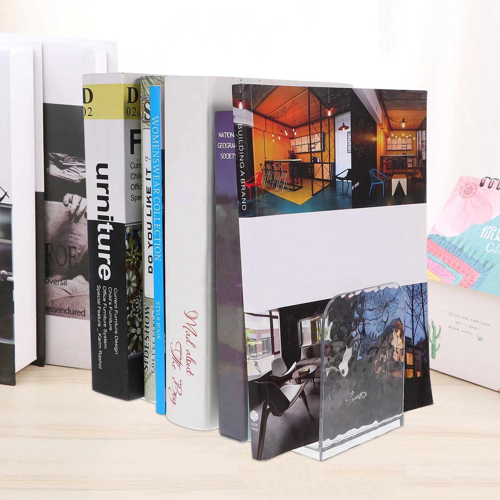 رف تخزين المستندات لملف سطح المكتب مكون من 4 مقصورات مادة شفافة للحيوانات الأليفة حامل مُنظِم لرف الكتب المكتبي متعدد الوظائف #1