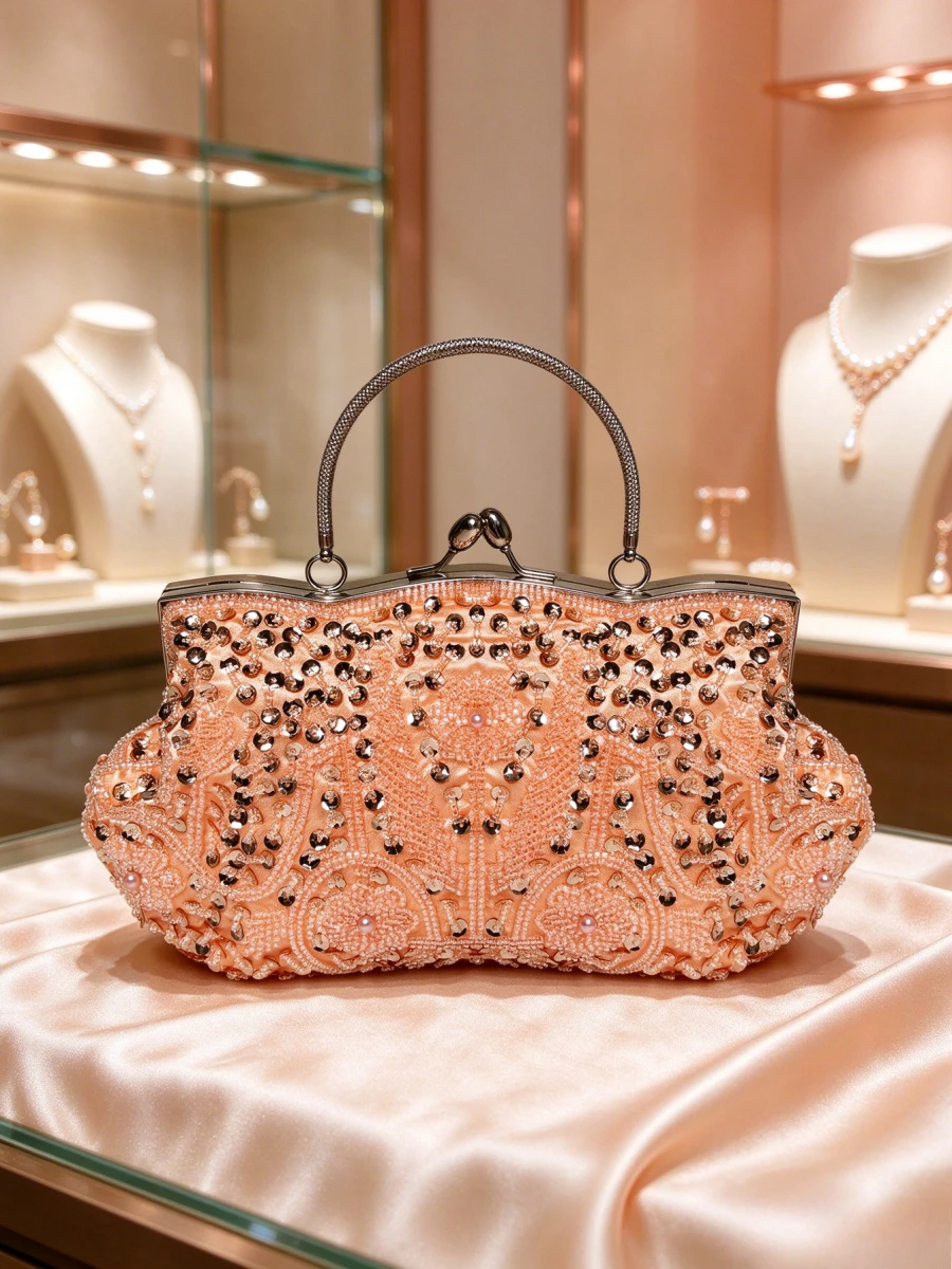 peach-beaded-sequin-evening-handbag-metal-wire-top-handle-kiss-lock-purse-formal-banquet-bag-for-middle-aged-women-bolso-mujer