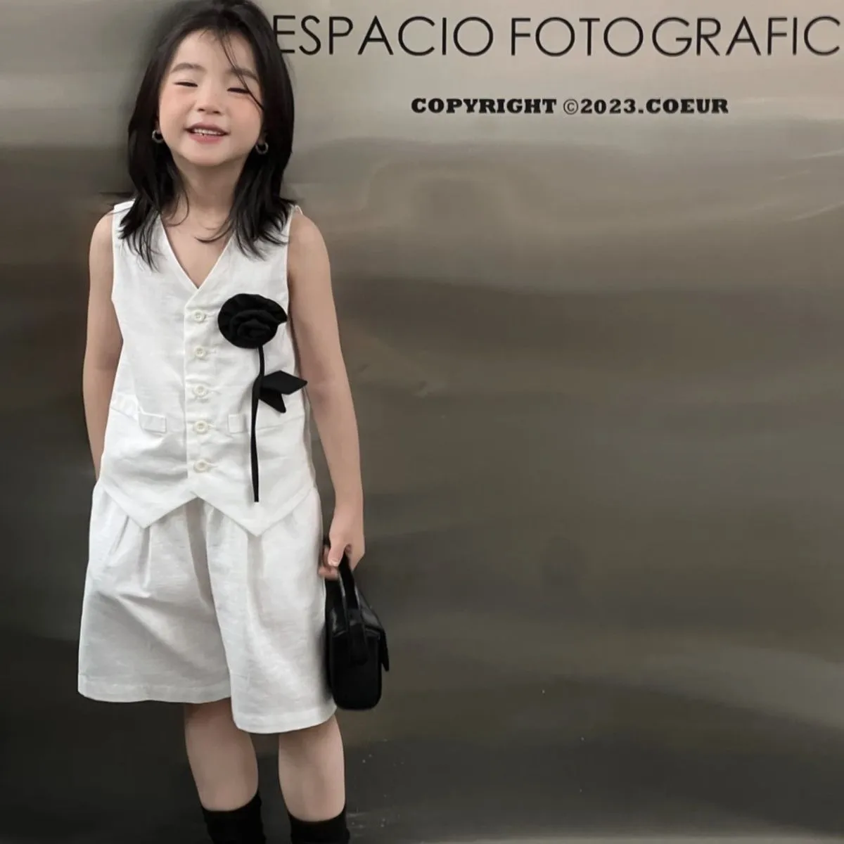 

2-12Y Girls Vest Set Spring and Summer New Korean Fashionable Solid Color Casual Simple Vest Shorts 2 Piece Set