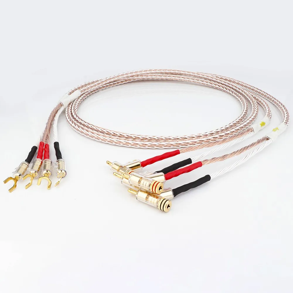 

high-end 8TC 7N OCC Pure Copper Speaker Cable hifi audio speaker wire loudspeaker cable 8TC Speaker cable with Banana Y spade