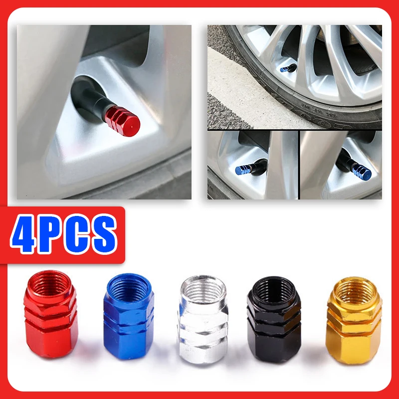 

4Pcs Car Tire Valve Stems Cap Knurling Style Tire Valve Cap Dustproof Aluminum Tire Wheel Air Valve Cap Motorcycle Truck Bike